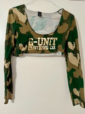 Vintage Y2K G-Unit Clothing Co. Camo Crop Top | Long Sleeve | 50 Cent